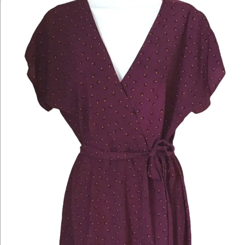 NWOT Bobeau Short Sleeve Burgundy Wine Casual Soft Feminine Classic Dress S - Picture 5 of 9